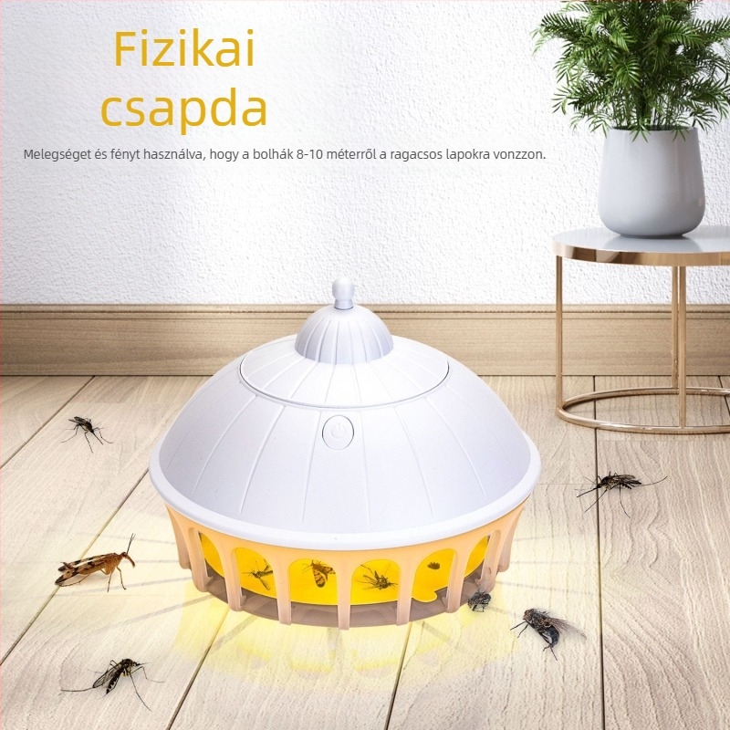 Szúnyogcsapda LED-lámpa ragasztó lemezekkel, 80–120 m²-re, modell 807, 0,6 W, USB/AA-s tápellátás, súly 264 g