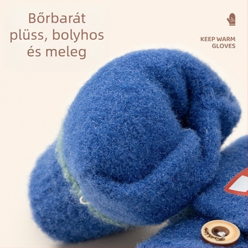 Gyerekek téli kesztyűje karikatúra mintával, félujjas stílus, kötött akril szálból, hőszigetelő meleg, gyerekeknek, tél és ősz