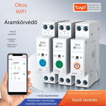 TYZHSOUL Tuya Smart Life WiFi áramkör-megszakító – DIN sínre szerelhető, 76–270V, 63A, távoli vezérlés és teljesítmény mérése