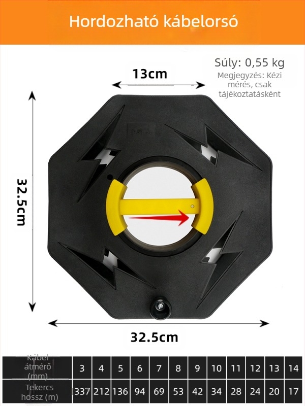 Hordozható kábeltekercs tároló — üres tekercs hajtóművel, szigetelés 1000V-ig, brit stílus / metrikus formátum
