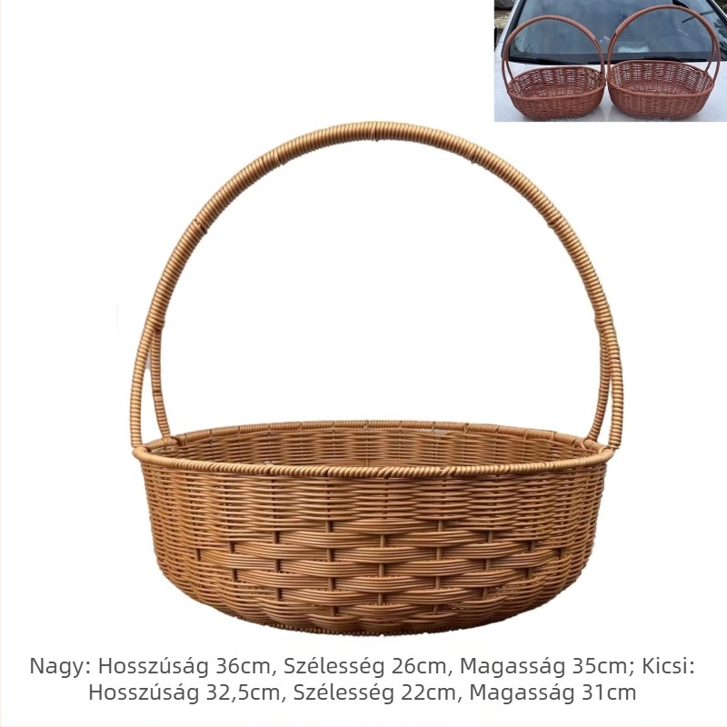 Kézzel készített kosár gyümölcsök és tojások számára francia vidéki stílusban, imitációs rattan, ajándékcsomagolás (Material: Willow/straw; Process: Handmade packaging; Packing level: 1)