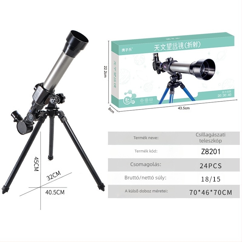 Gyerekeknek szóló űrteleszkóp – diákverzió, ötvözet testtel, HD csillagászati megfigyelés, DIY-barát, többfunkciós elektromos tudományos készlet 7–14 éveseknek