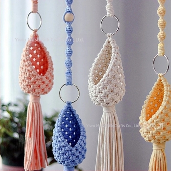 Nordic kézzel szövött bohém növényháló kosár levegő növényekhez, pamut, modell MS-F01, beltéri akasztó