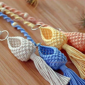 Nordic kézzel szövött bohém növényháló kosár levegő növényekhez, pamut, modell MS-F01, beltéri akasztó