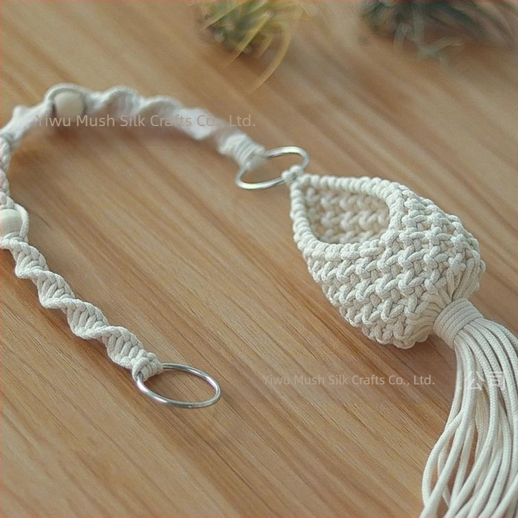 Nordic kézzel szövött bohém növényháló kosár levegő növényekhez, pamut, modell MS-F01, beltéri akasztó