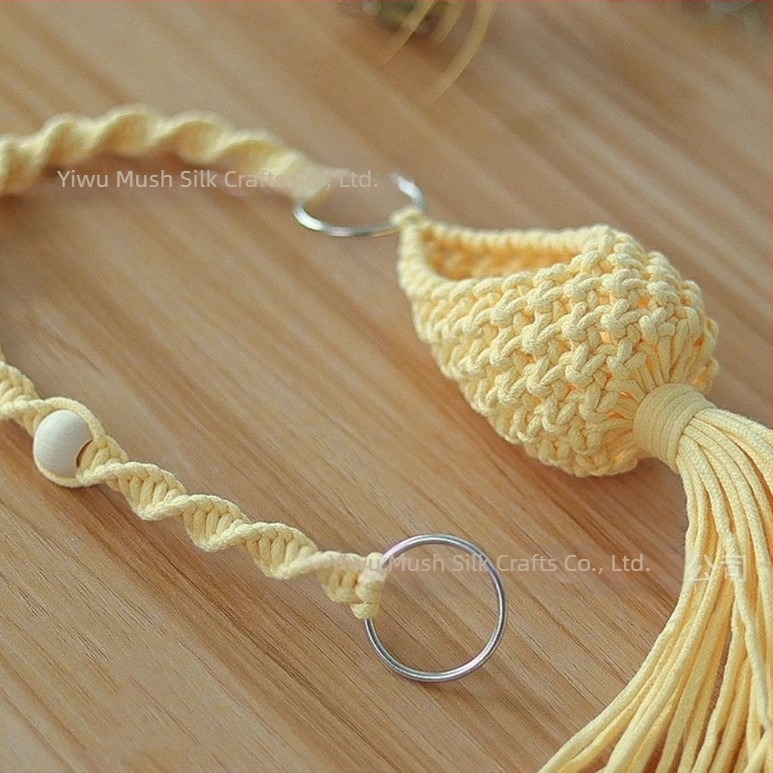 Nordic kézzel szövött bohém növényháló kosár levegő növényekhez, pamut, modell MS-F01, beltéri akasztó