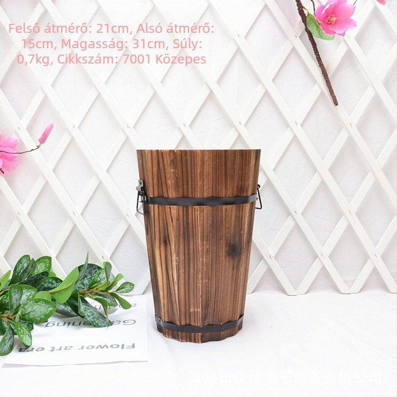 Fából készült pozsgás növények edénye, kézzel készített, vidéki retro stílus, alkalmas pozsgásokhoz, márka Jun Zhen