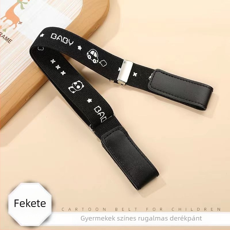 Gyerekeknek készült PU bőr öv Velcro zárással, rugalmas, mesefigurás mintával, 2–4 cm szélesség