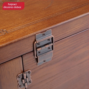 Fából készült ékszerdoboz zárható rekeszekkel, 18L kapacitással, virágos mintával