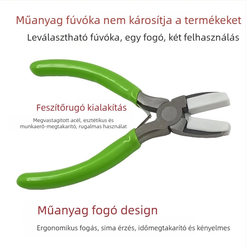 Többfunkciós fogó 3- és 6-szegmens fejjel, nylon markolattal, sodrás és formázás funkciókkal; német stílus; súly 0.55