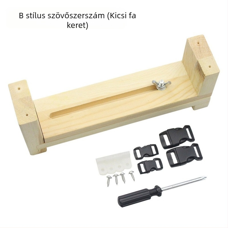 Esőernyő zsinór szövő eszköz, paracord jig fa kerettel, állítható karkötő szövés