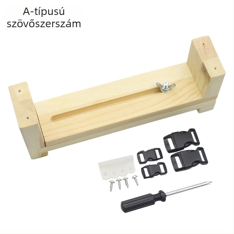 Esőernyő zsinór szövő eszköz, paracord jig fa kerettel, állítható karkötő szövés
