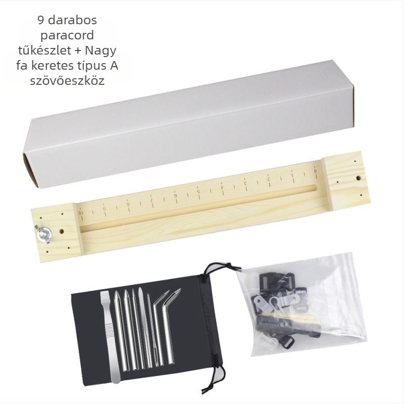 Esőernyő zsinór szövő eszköz, paracord jig fa kerettel, állítható karkötő szövés