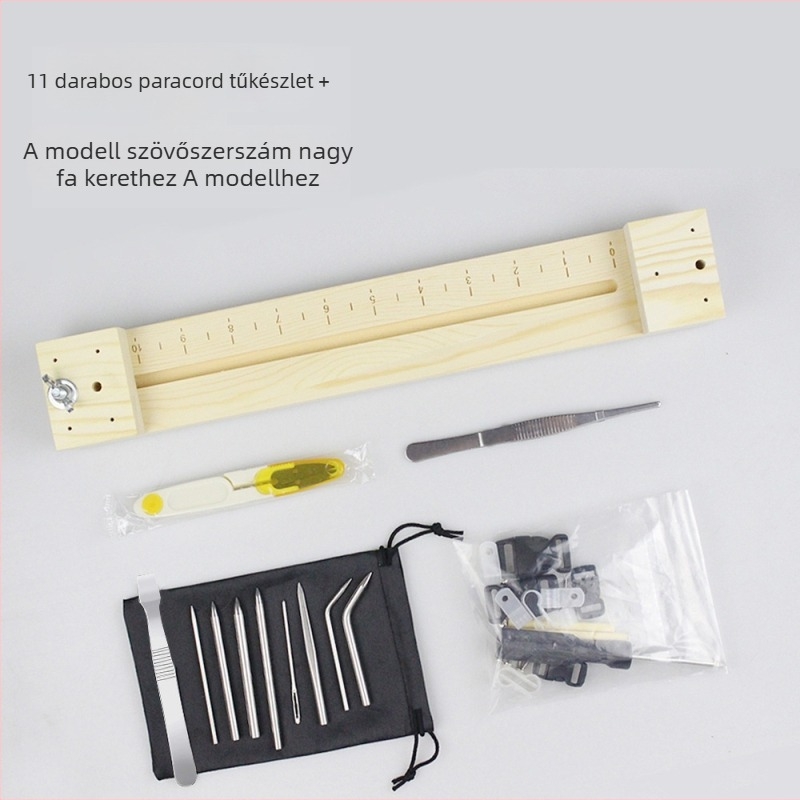 Esőernyő zsinór szövő eszköz, paracord jig fa kerettel, állítható karkötő szövés