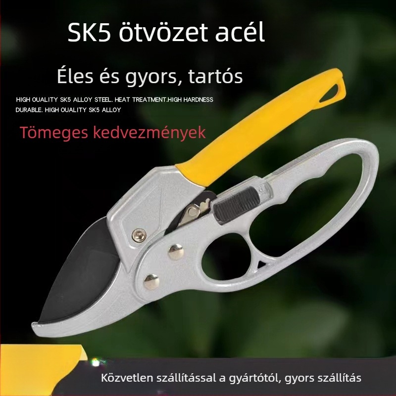 Rozsdamentes acélból készült metszőolló – erős vágás, többfunkciós kerti eszköz ágak és gyümölcságak metszésére