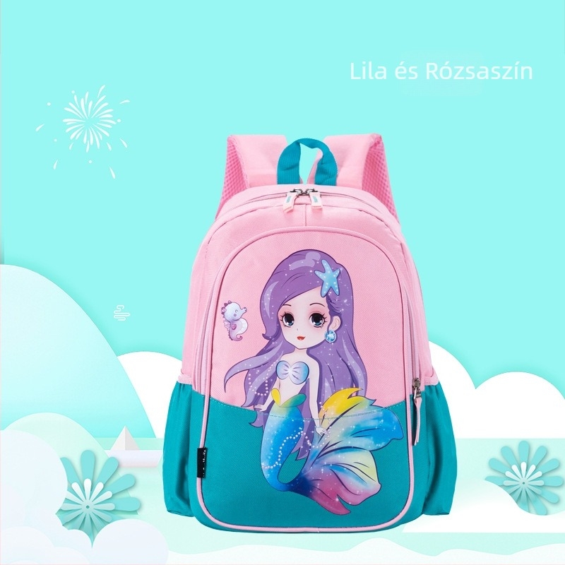 Gyerekek iskolai hátizsák - könnyű, rajzfilmszerű mintával, Oxford anyag, légáteresztő és vízálló
