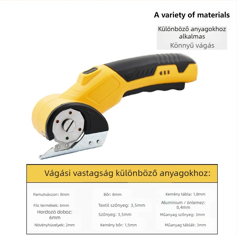 Textil- és bőrruha vágó elektromos olló, újratölthető lítium akkumulátor, 3,6V, gyors vágás