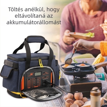 Kemping energia tároló táska – utazási por- és vízálló kocka alakú tok, Oxford anyag, többfunkciós tárolás