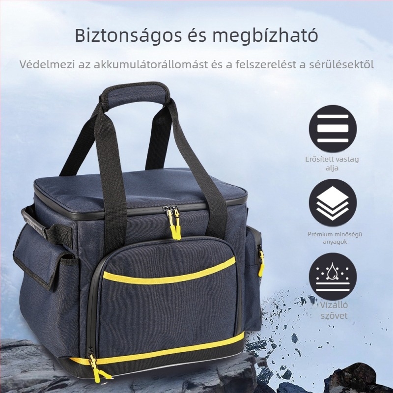 Kemping energia tároló táska – utazási por- és vízálló kocka alakú tok, Oxford anyag, többfunkciós tárolás