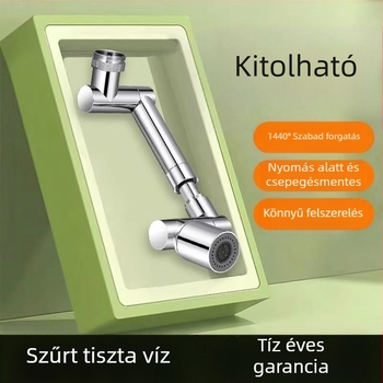 Mosogatóhoz készült mechanikus karú csap, 1440°-os forgatható kiömlő, ötvözet test, egykaros működtetés, elektroplattált felület, 0-80°C működési tartomány