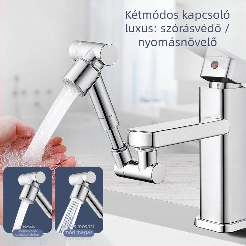 Mosogatóhoz készült mechanikus karú csap, 1440°-os forgatható kiömlő, ötvözet test, egykaros működtetés, elektroplattált felület, 0-80°C működési tartomány