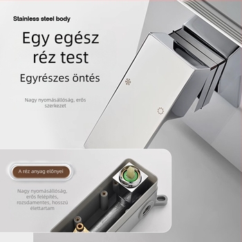 Beépített réz zuhany- és mosdócsaptelek készlet, falra szerelhető, kerámiás szeleppel, kettős szerkezet, elektroplatt felület