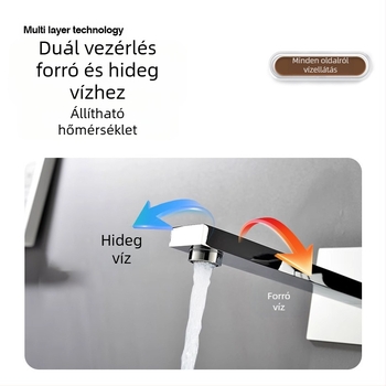 Beépített réz zuhany- és mosdócsaptelek készlet, falra szerelhető, kerámiás szeleppel, kettős szerkezet, elektroplatt felület