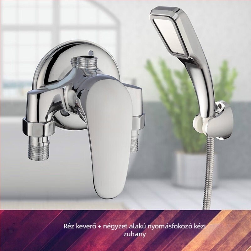 Réz zuhanykészlet, modell H-3401; spirálcsatlakozás; eső- és permet funkciók; krómozott felület; működési hőmérséklet 5–80°C