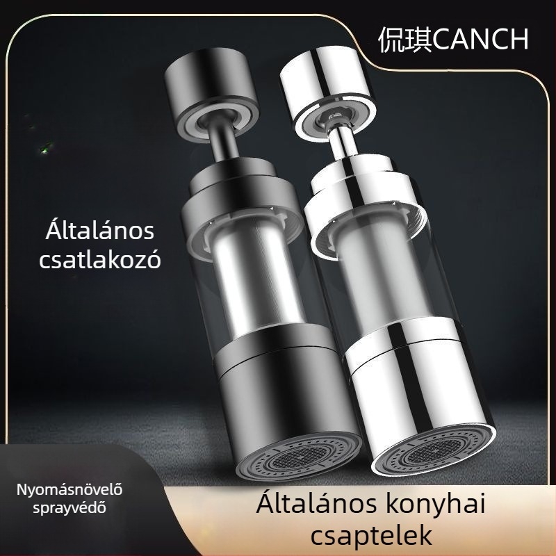 Konyhai csapfilter – cilindrikus fröccsenésgátló fej, rozsdamentes acél, csiszolt felület, forgó felszerelés, egységtestű kivitel