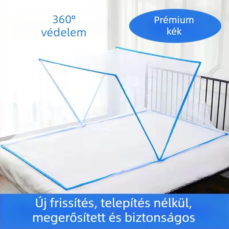 Összecsukható szúnyogháló hálószobához, szerelés nélkül, két személyre, poliészter, üvegszálas keret