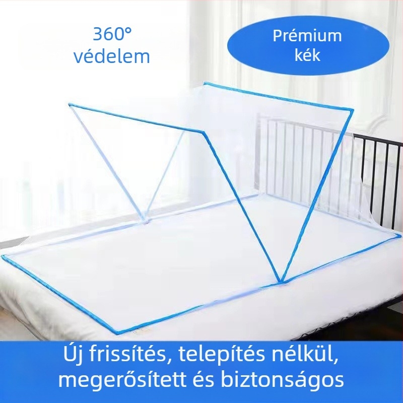 Összecsukható szúnyogháló hálószobához, szerelés nélkül, két személyre, poliészter, üvegszálas keret