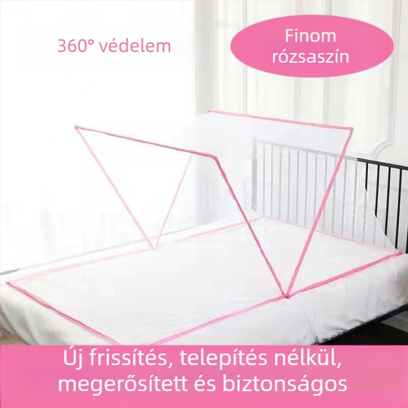 Összecsukható szúnyogháló hálószobához, szerelés nélkül, két személyre, poliészter, üvegszálas keret