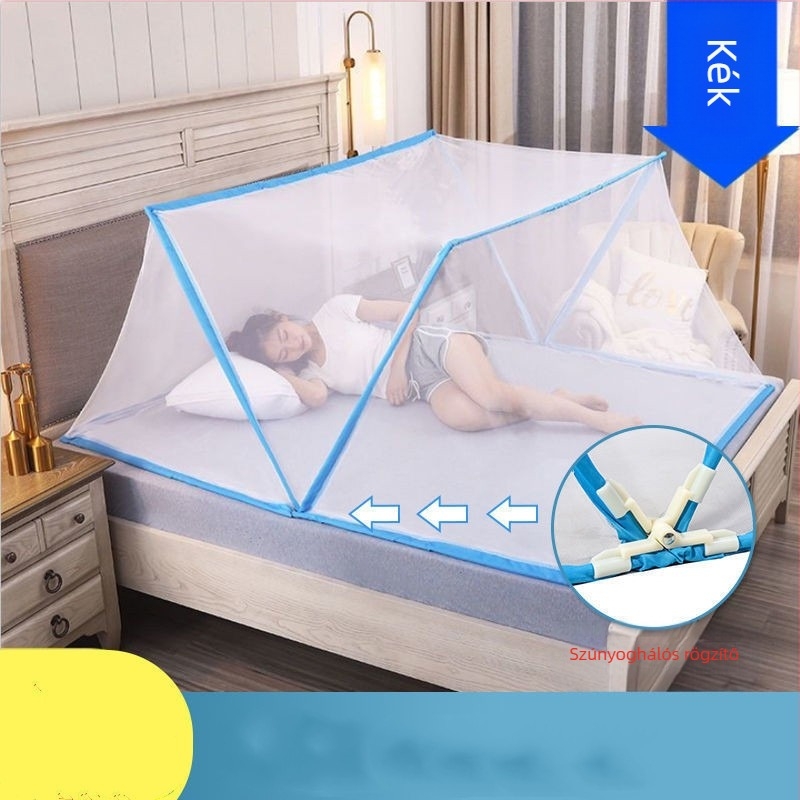 Telepítés nélküli összecsukható szúnyogháló ágyhoz — üvegszálas kivitel, keret üvegszálas csövekből
