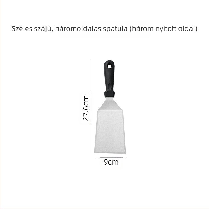 Rozsdamentes acél spatula bükkfa nyéllel, BBQ-hoz, palacsintákhoz és steakhez