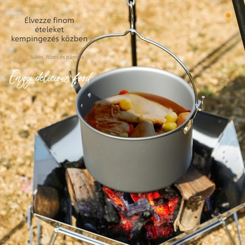 Mount Rock kültéri háromlábú tábortűz állvány edények függesztésére — alumíniumötvözet, hordozható, könnyű, kettős használat