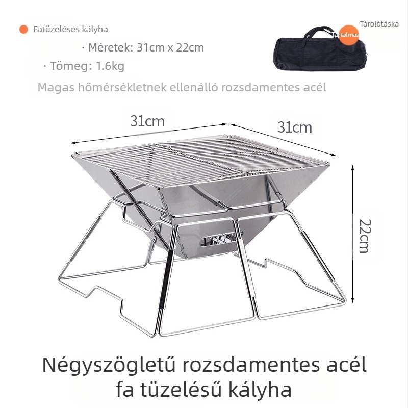 Mount Rock kültéri háromlábú tábortűz állvány edények függesztésére — alumíniumötvözet, hordozható, könnyű, kettős használat