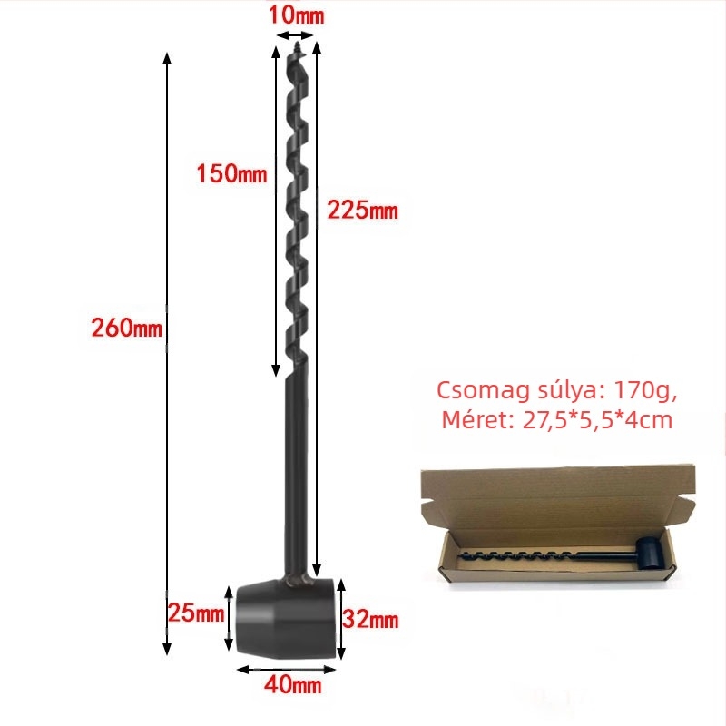 Hengsheng Kézzel készített csavart fúró faanyaghoz – hosszított hosszúságú, kézi működtetésű, kültéri használatra