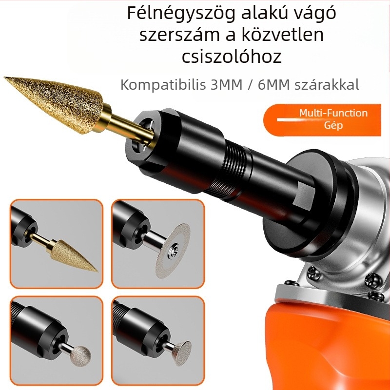 100 típusú átalakítófej egyenes csiszolóhoz — tokmány 3 mm/6 mm, acél, Xinshi Hardware