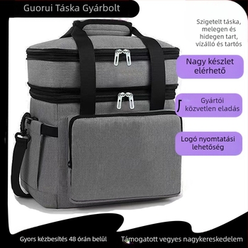 Autóhoz és piknikhez – 18L kapacitású dupla rétegű hűtőtáska alumíniumfóliás szigeteléssel, Oxford anyagból, vállon átívelő hordozó