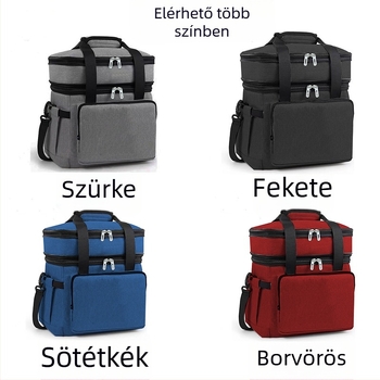 Autóhoz és piknikhez – 18L kapacitású dupla rétegű hűtőtáska alumíniumfóliás szigeteléssel, Oxford anyagból, vállon átívelő hordozó