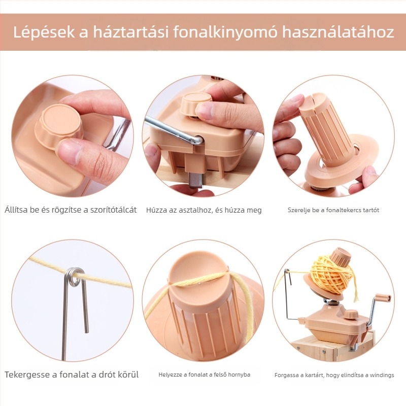 Gyapjúszál tekerő gép – kézi hajtású, otthoni használatra, 430 g, 50 db dobozban