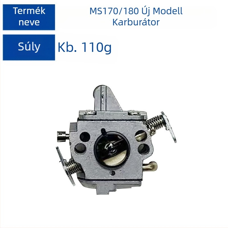 Stihl MS180 láncfűrész karburátor, kompatibil MS170, MS017 és MS018 modellekkel; MH márka, nettó tömeg 103 g
