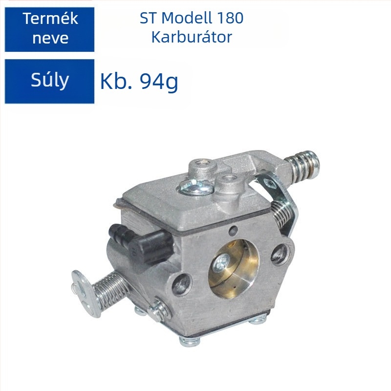 Stihl MS180 láncfűrész karburátor, kompatibil MS170, MS017 és MS018 modellekkel; MH márka, nettó tömeg 103 g