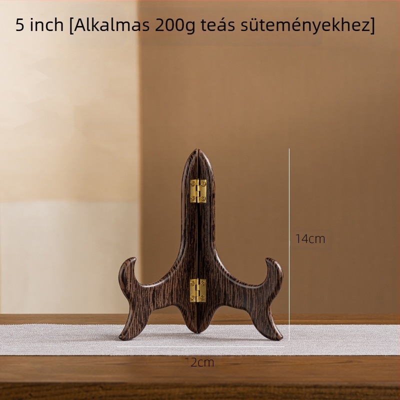Pu'er tea cake rack – műanyag, fa textúrájú tartó, kínai stílusú bemutató állvány