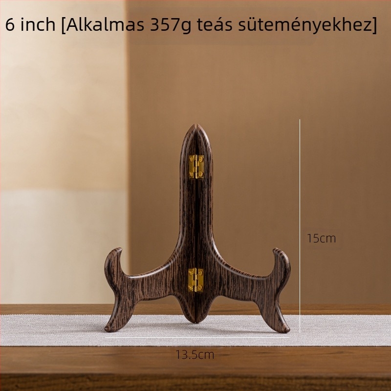 Pu'er tea cake rack – műanyag, fa textúrájú tartó, kínai stílusú bemutató állvány