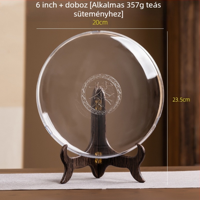 Pu'er tea cake rack – műanyag, fa textúrájú tartó, kínai stílusú bemutató állvány