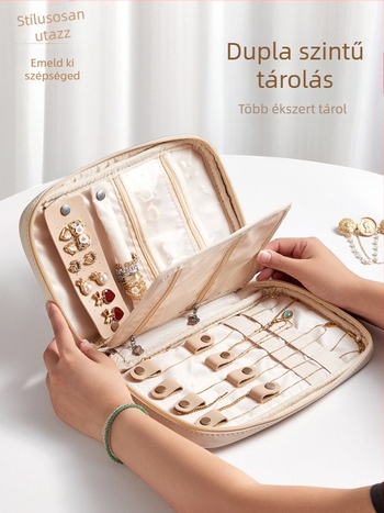 Hordozható ékszerdoboz utazáshoz — PU bőr, városi minimalista stílus, uniszex, mindennapi használatra