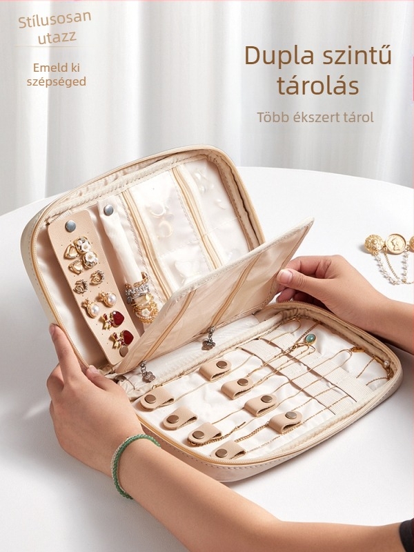 Hordozható ékszerdoboz utazáshoz — PU bőr, városi minimalista stílus, uniszex, mindennapi használatra