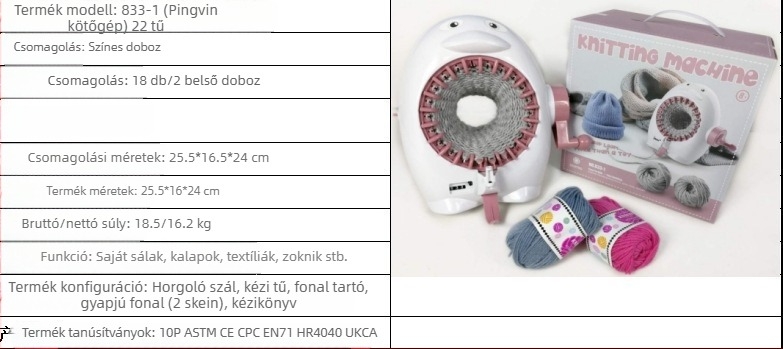 48-tűs kézi hajtású kötőgép sálhoz — gyerekek DIY játék, műanyag