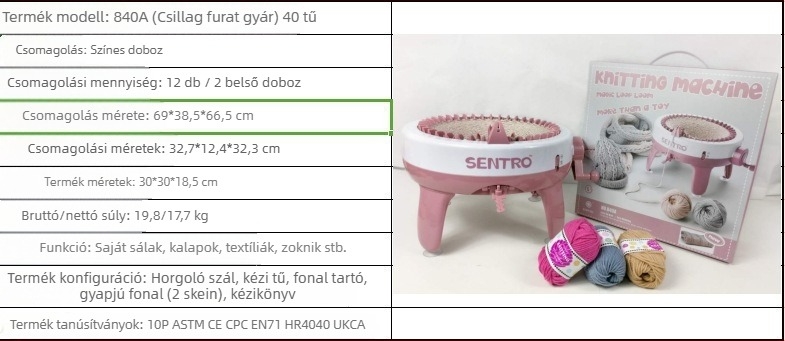 48-tűs kézi hajtású kötőgép sálhoz — gyerekek DIY játék, műanyag